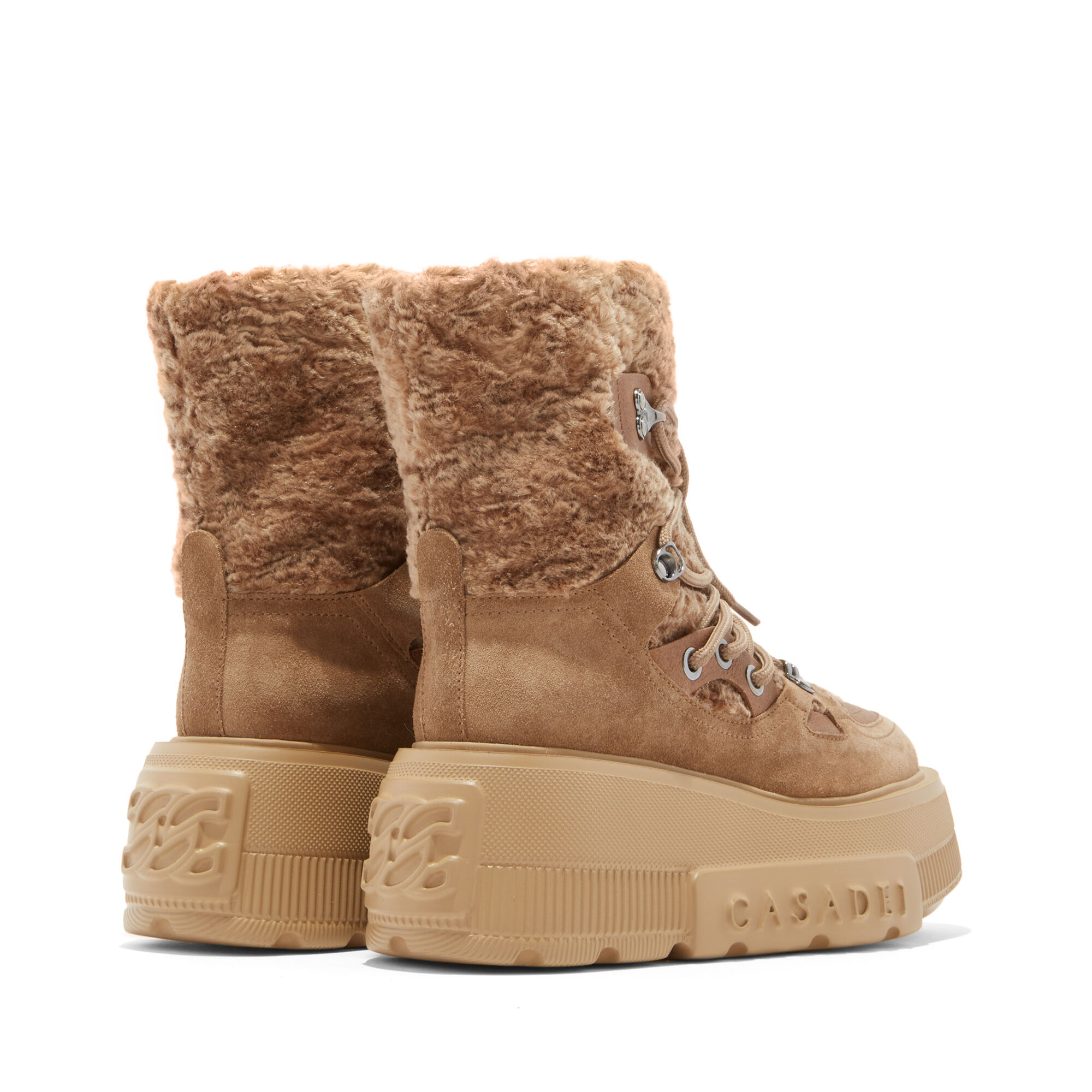 Casadei lace-up shearling boots - Brown