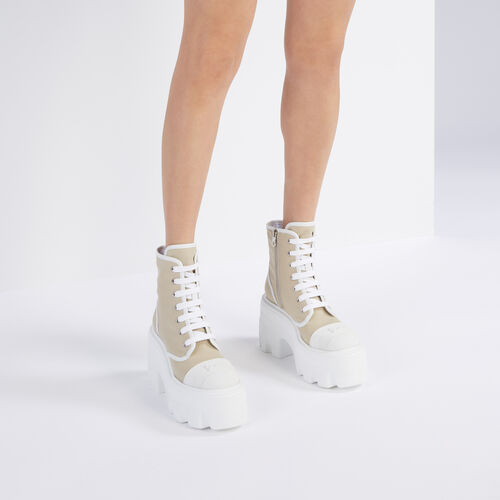 Maxxxi Fedora High Sneakers XXL Sole in Juta and White for Women | Casadei®