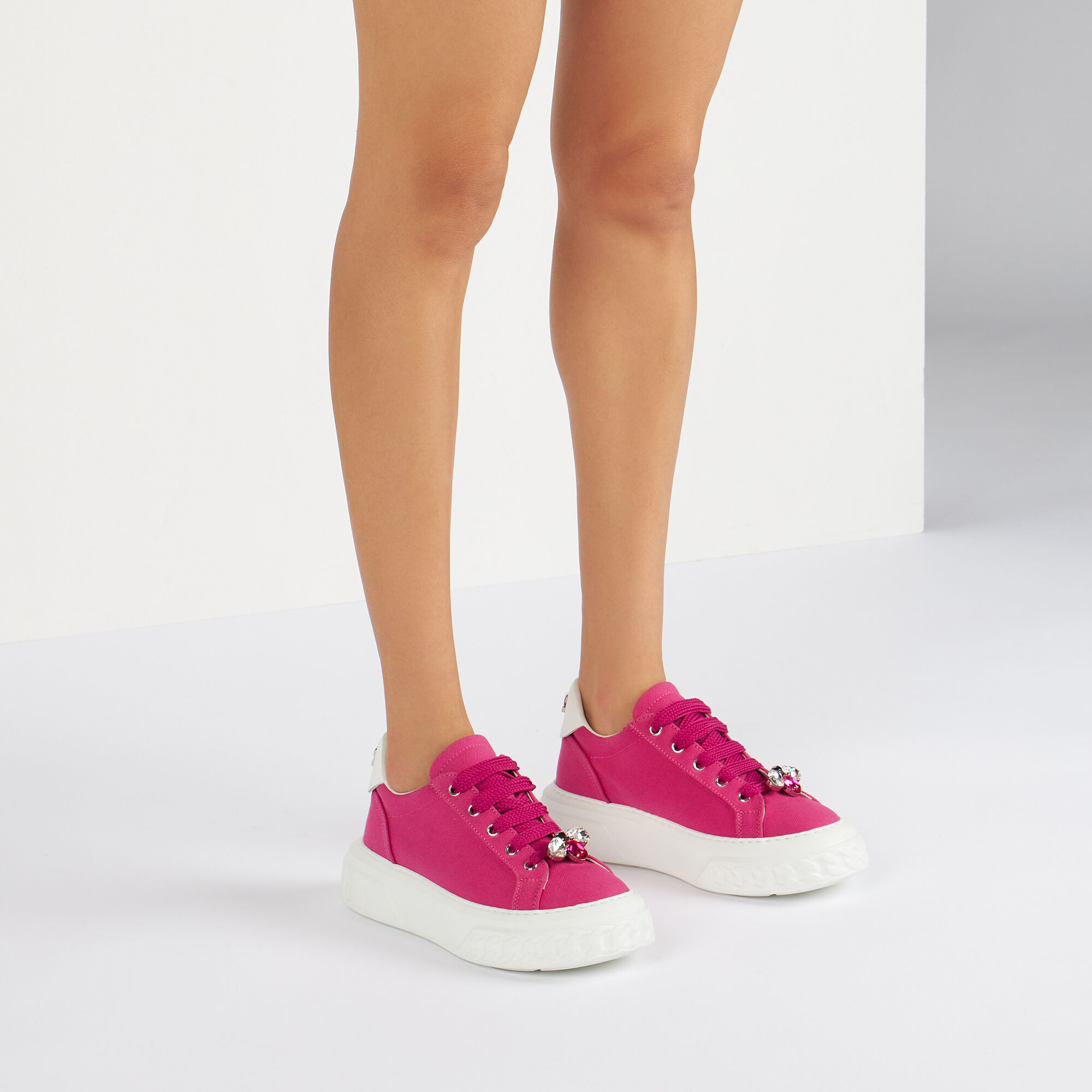 Casadei Off Road Queen Bee Sneakers female Fuchsia and White