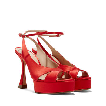 Donna Satin Platform Sandals Sale Fall Winter 2023 in Flame for