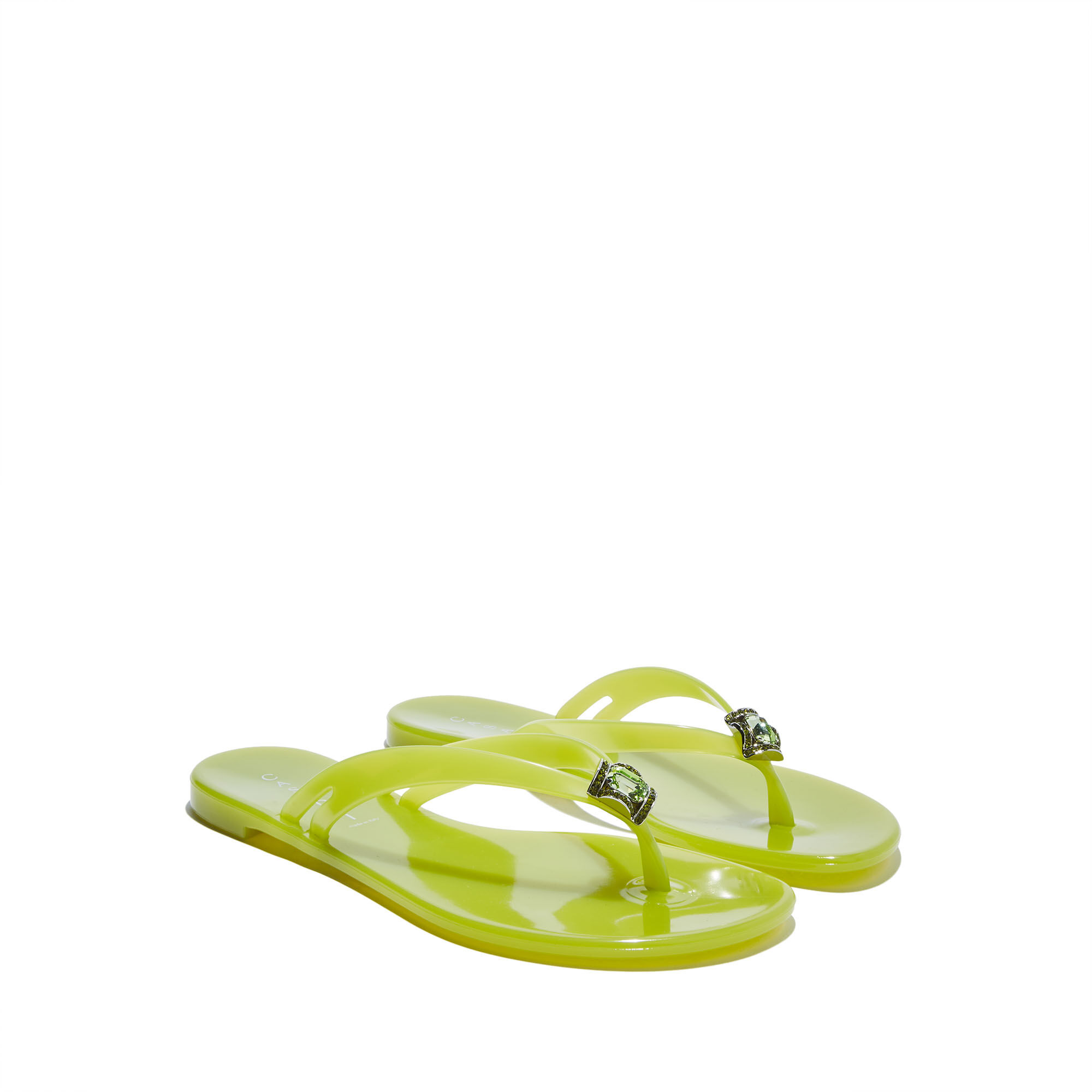 Casadei Jelly Jeweled PVC Flip Flops female Lime