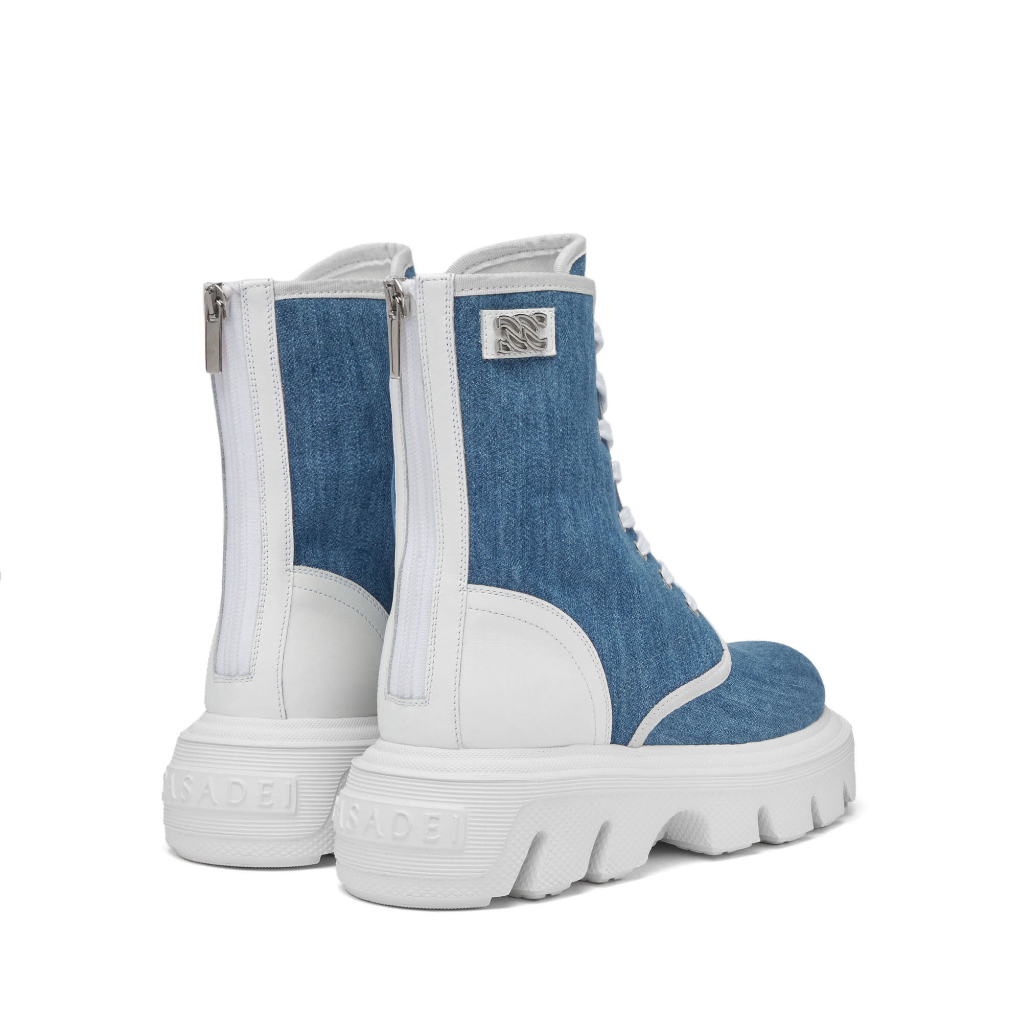 Generation C Denim Biker Boots XXL Sole in Jeans and White for 