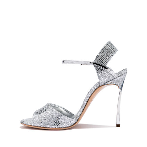 Sandals Blade in Glittered fabric Silver | Casadei