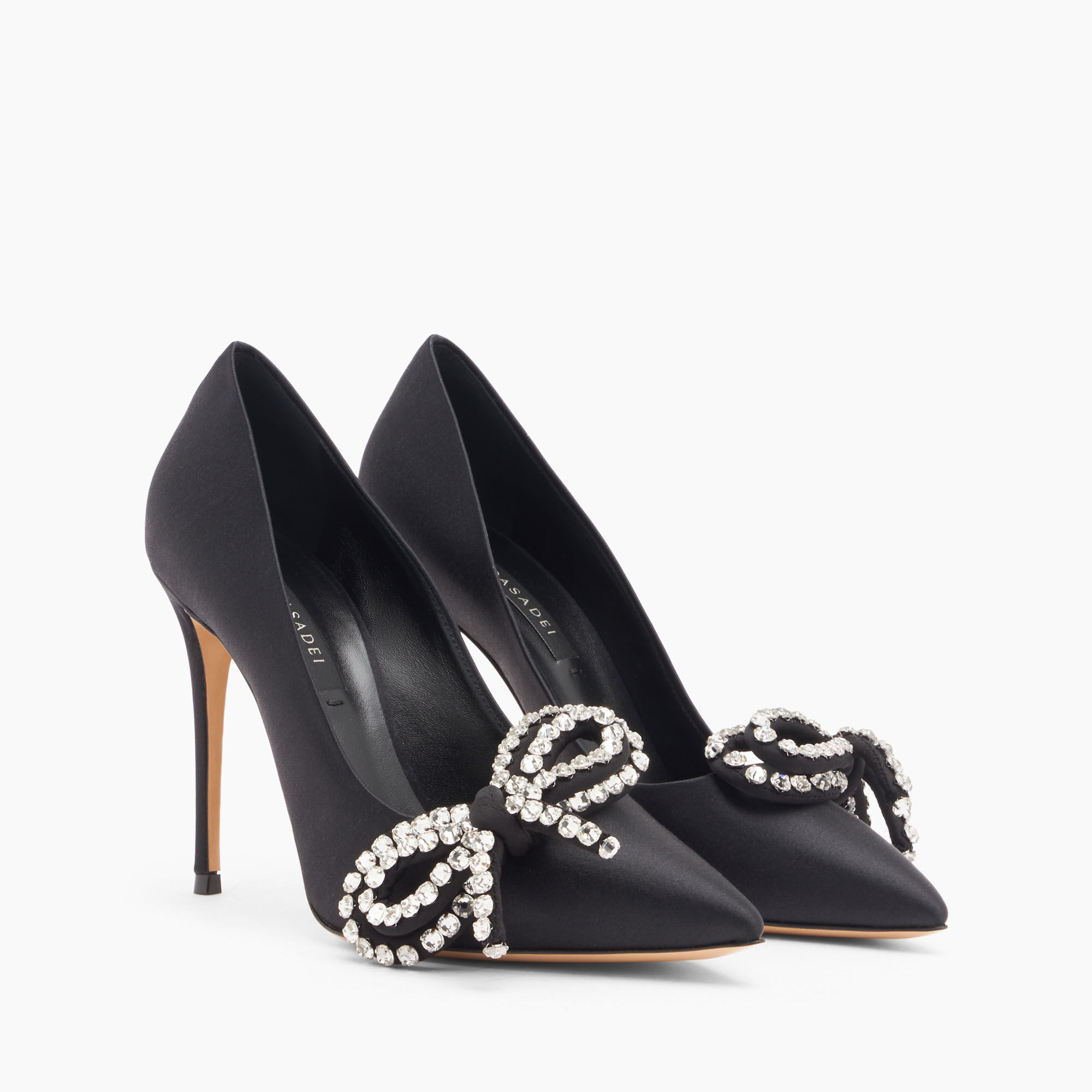 Casadei Judith Julia Satin Pumps Noir 1F986Y1001C2541