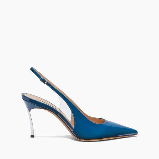 Casadei Superblade Patent Leather Slingback Bohemenian Blue 1G590X080MC1481