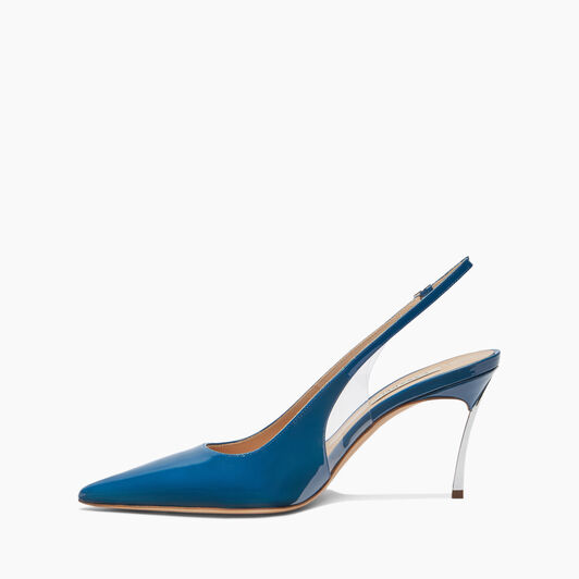 Casadei Superblade Patent Leather Slingback Azul Bohemia 1G590X080MC1481