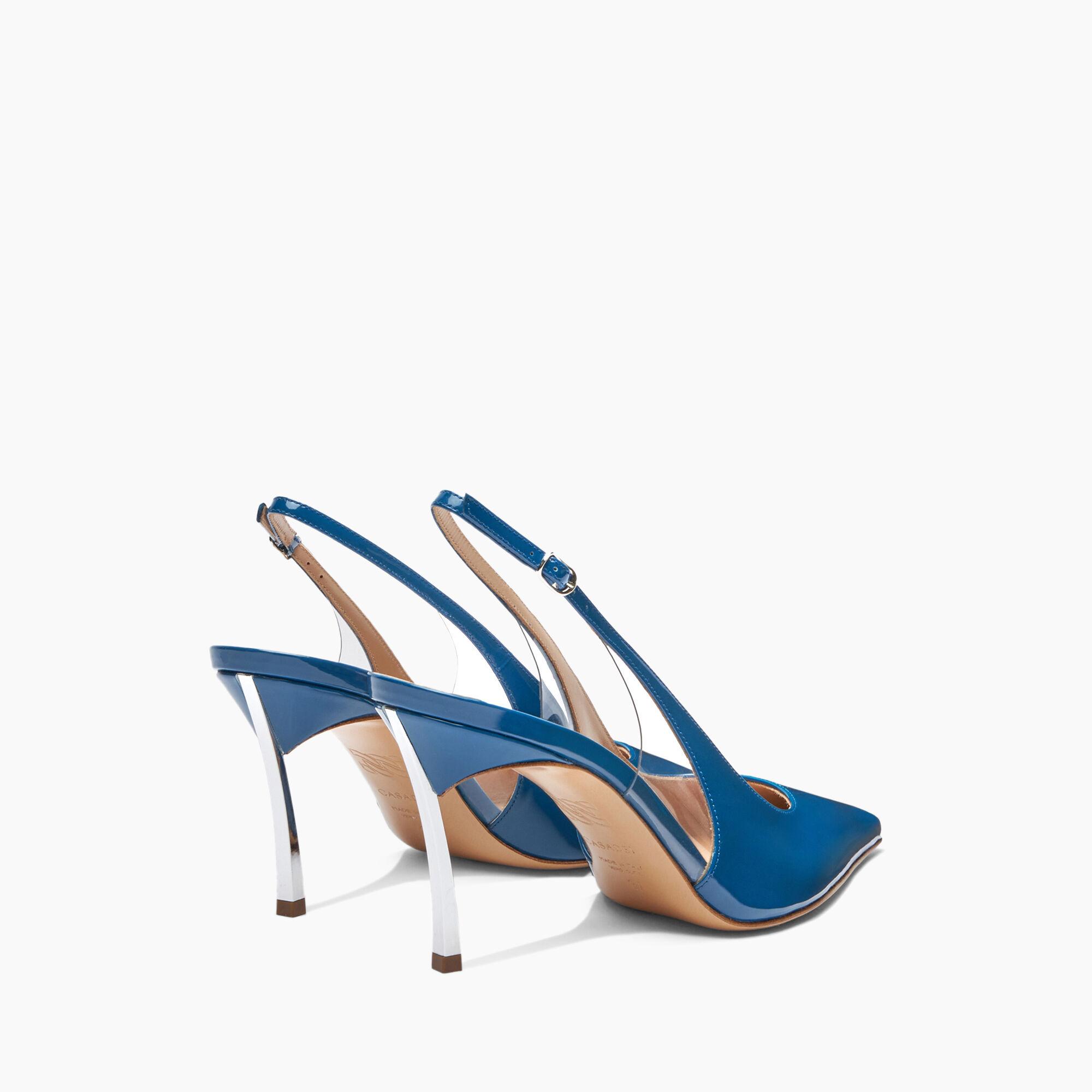 Casadei Superblade Patent Leather Slingback Azul Bohemia 1G590X080MC1481