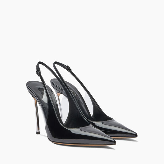 Casadei Superblade Patent Leather Slingback Negro 1G590X100MC1481