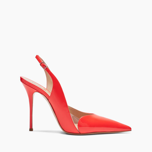 Casadei Scarlet Patent Leather, PVC Slingbacks Coralflame 1G599X1001T0396