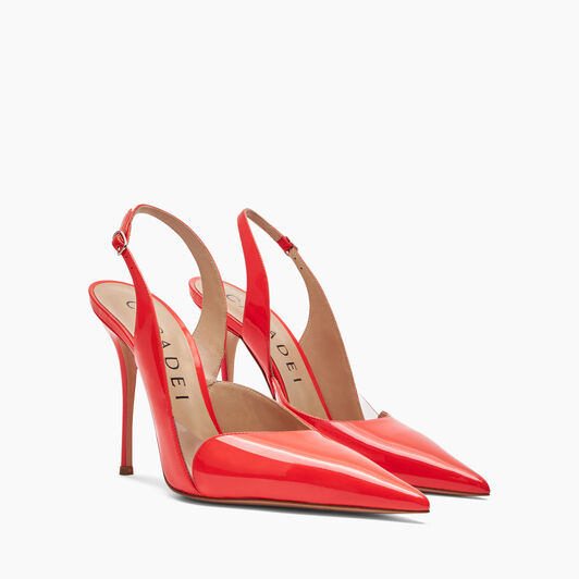 Casadei Scarlet Patent Leather, PVC Slingbacks Coralflame 1G599X1001T0396