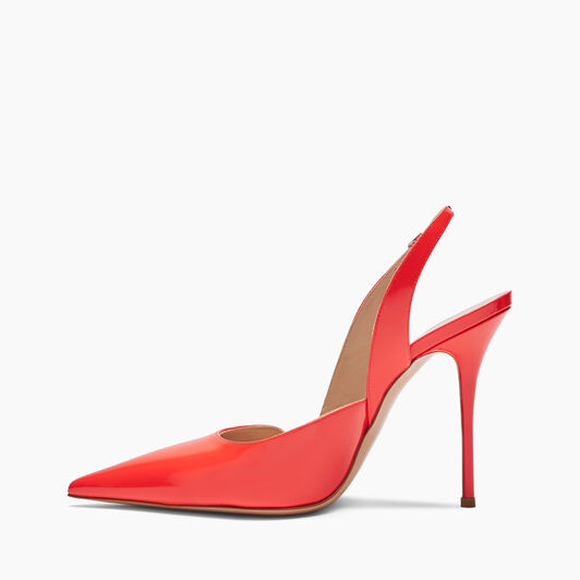 Casadei Scarlet Patent Leather, PVC Slingback Coral 1G599X1001T0396