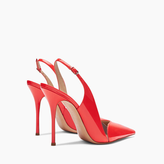 Casadei Scarlet Patent Leather, PVC Slingback Coral 1G599X1001T0396