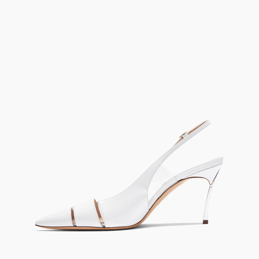 Casadei Superblade Patent Leather Slingbacks White 1G600X080MC2327