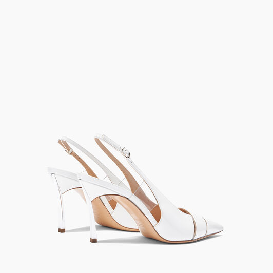 Casadei Superblade Patent Leather Slingback Blanco 1G600X080MC2327