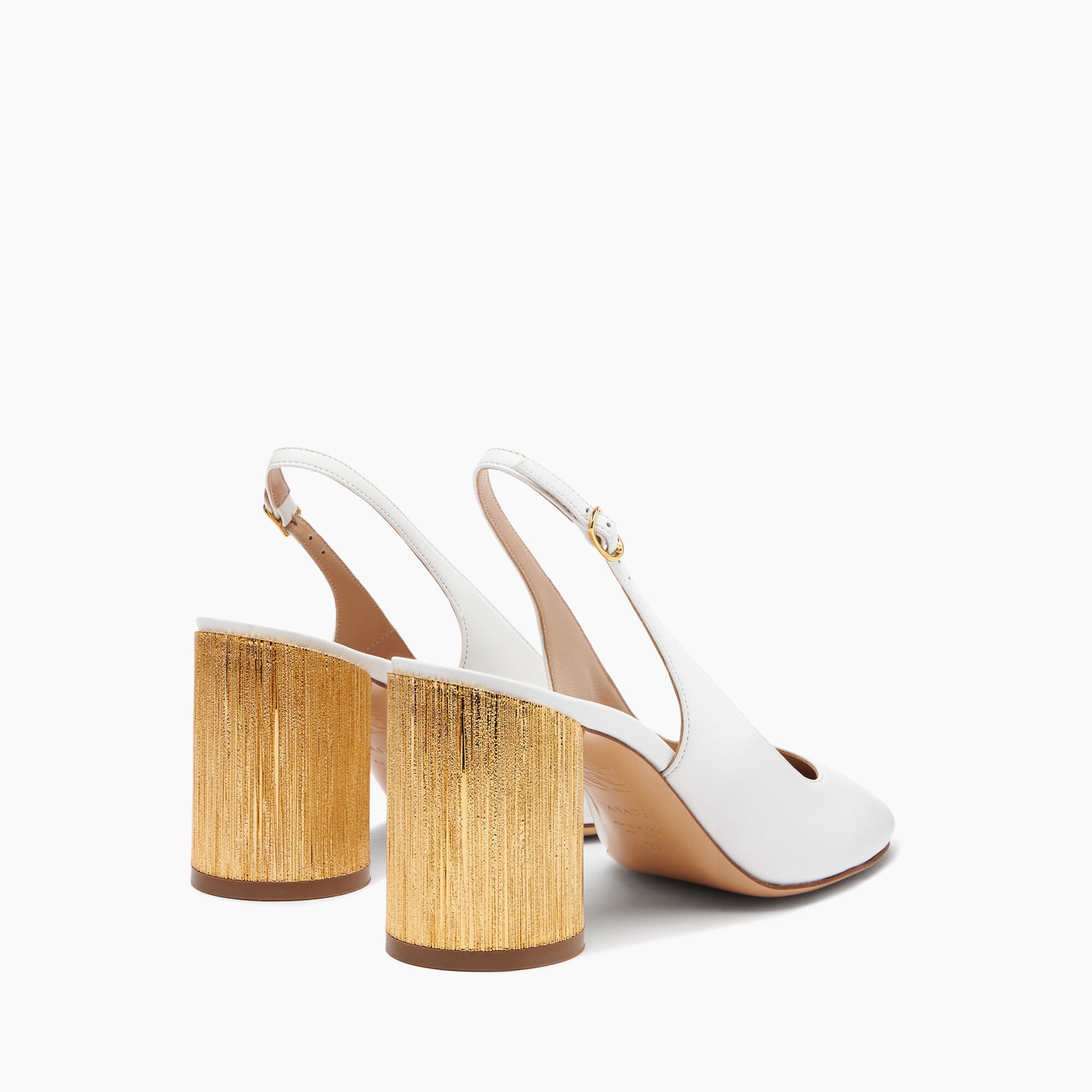 Casadei Emily Cleo Leather and Gold Slingback Blanco 1G603X0801C2341