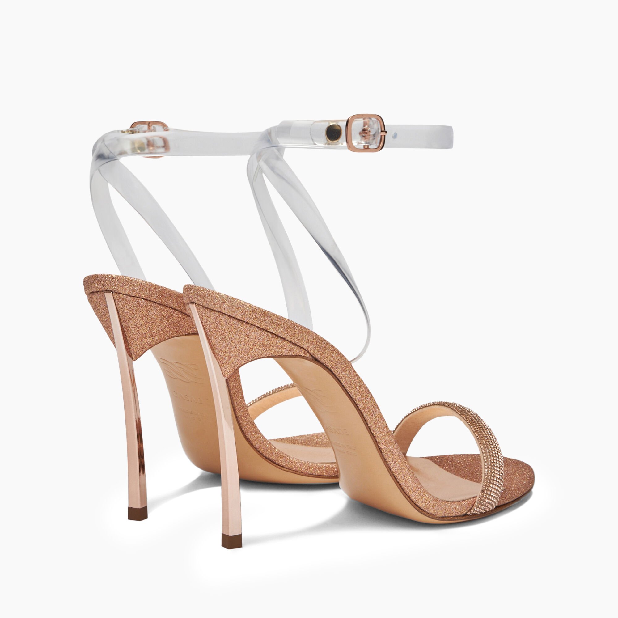 Casadei Blade Jasmine PVC Sandals خوخي فاتح وذهبي وردي 1L062V100MT0477