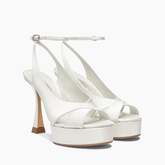 Casadei Donna Satin Platform Sandals White 1L069V1001SATIN