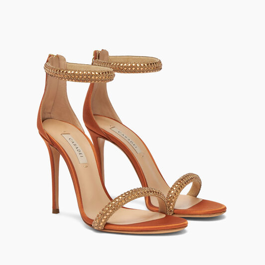 Casadei Scarlet Stratosphere Satin Sandals عسلي وتوباز 1L170W1001C2293