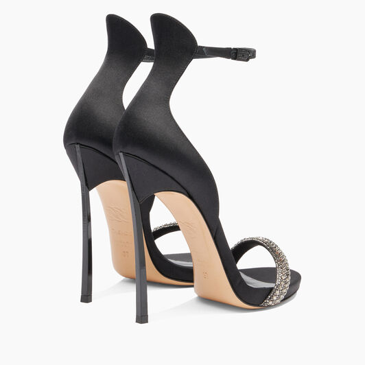 Casadei Cappa Blade Stratosphere Satin Sandals Jet Hematite and Nero 1L172W120TC2293