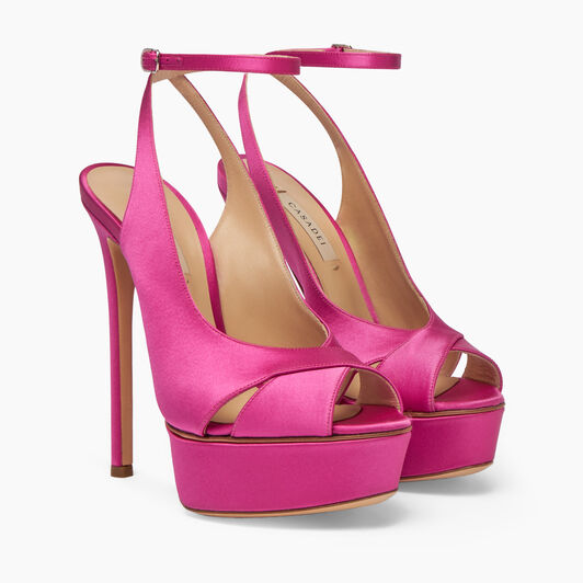 Casadei Flora Satin Platform Sandals Fuchsia 1L192X1401SATIN