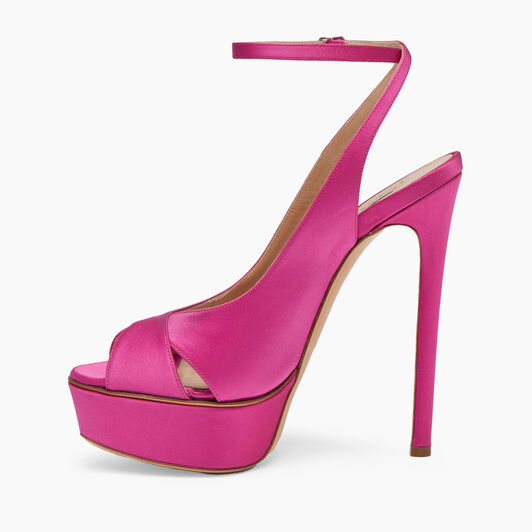 Casadei Flora Satin Platform Sandals Fuchsia 1L192X1401SATIN