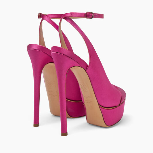 Casadei Flora Satin Platform Sandals Fuchsia 1L192X1401SATIN