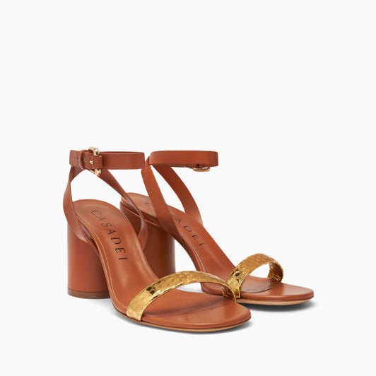 Casadei Atomium Cleo Leather and Gold Sandals ذهبي وإتروريا 1L196X0801T0450