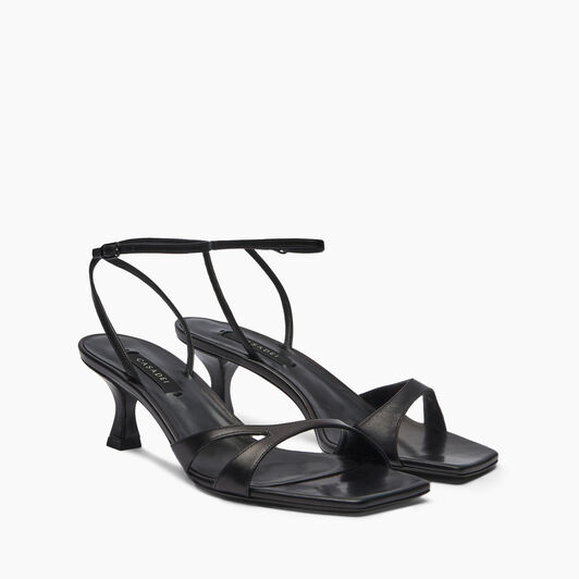 Casadei Geraldine Leather Kitten Sandals Nero 1L205X0501MINOR