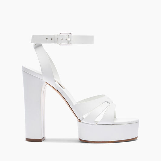 Casadei Betty Leather Platform Sandals Bianco 1L219X1201FLORE