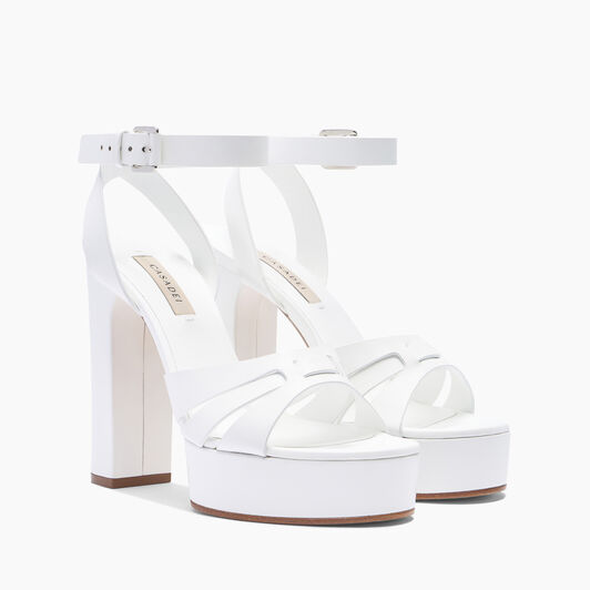 Casadei Betty Leather Platform Sandals أبيض 1L219X1201FLORE