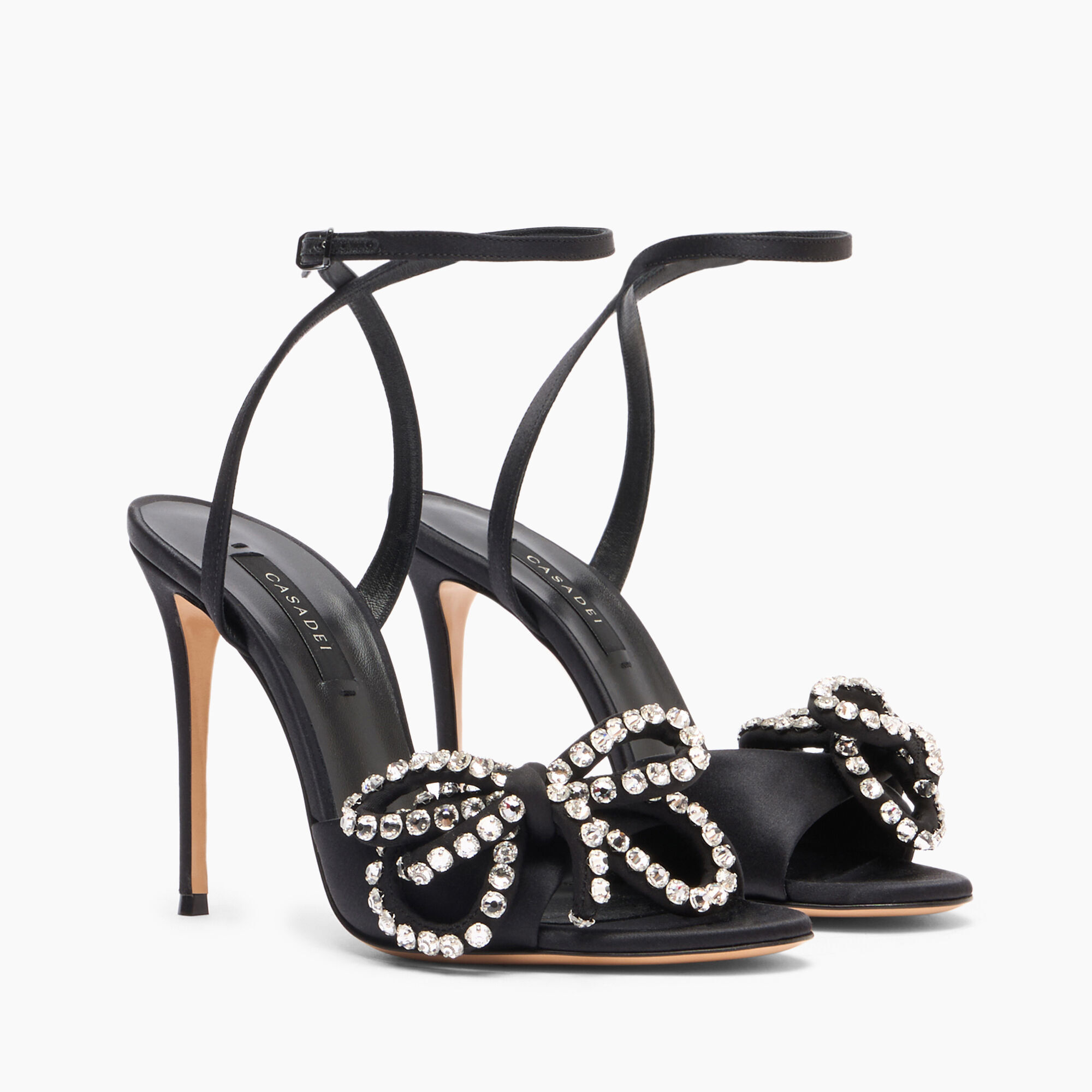 Casadei Judith Satin Sandals Black 1L278Y1001C2541