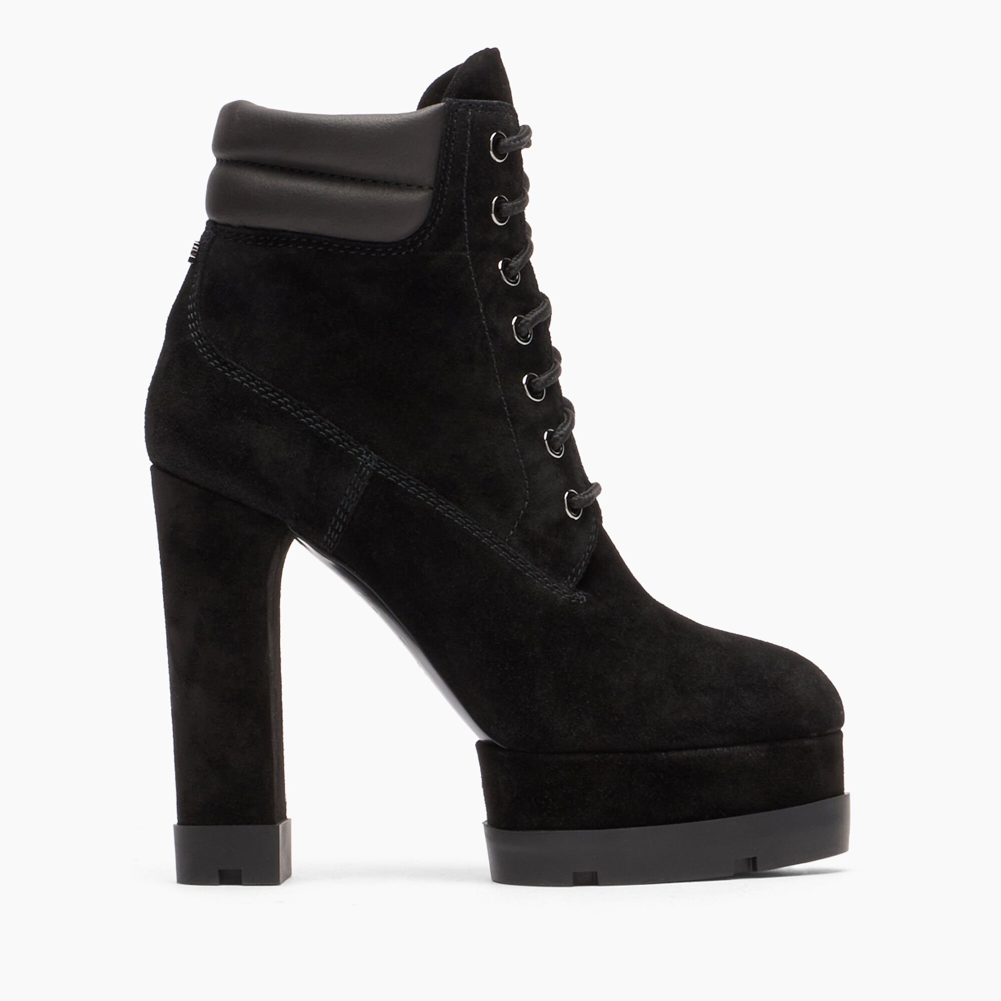 Casadei Nancy Laced Suede Ankle Boots Nero 1R461Y1201C1833