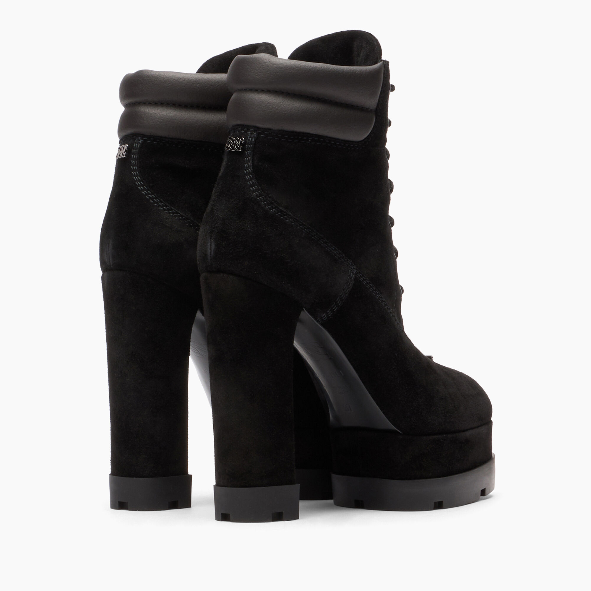 Casadei Nancy Laced Suede Ankle Boots Noir 1R461Y1201C1833