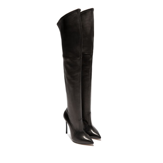 Casadei Blade Leather Over The Knee Black 1T000D125TT0238