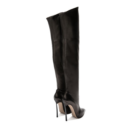 Casadei Blade Leather Over The Knee Black 1T000D125TT0238