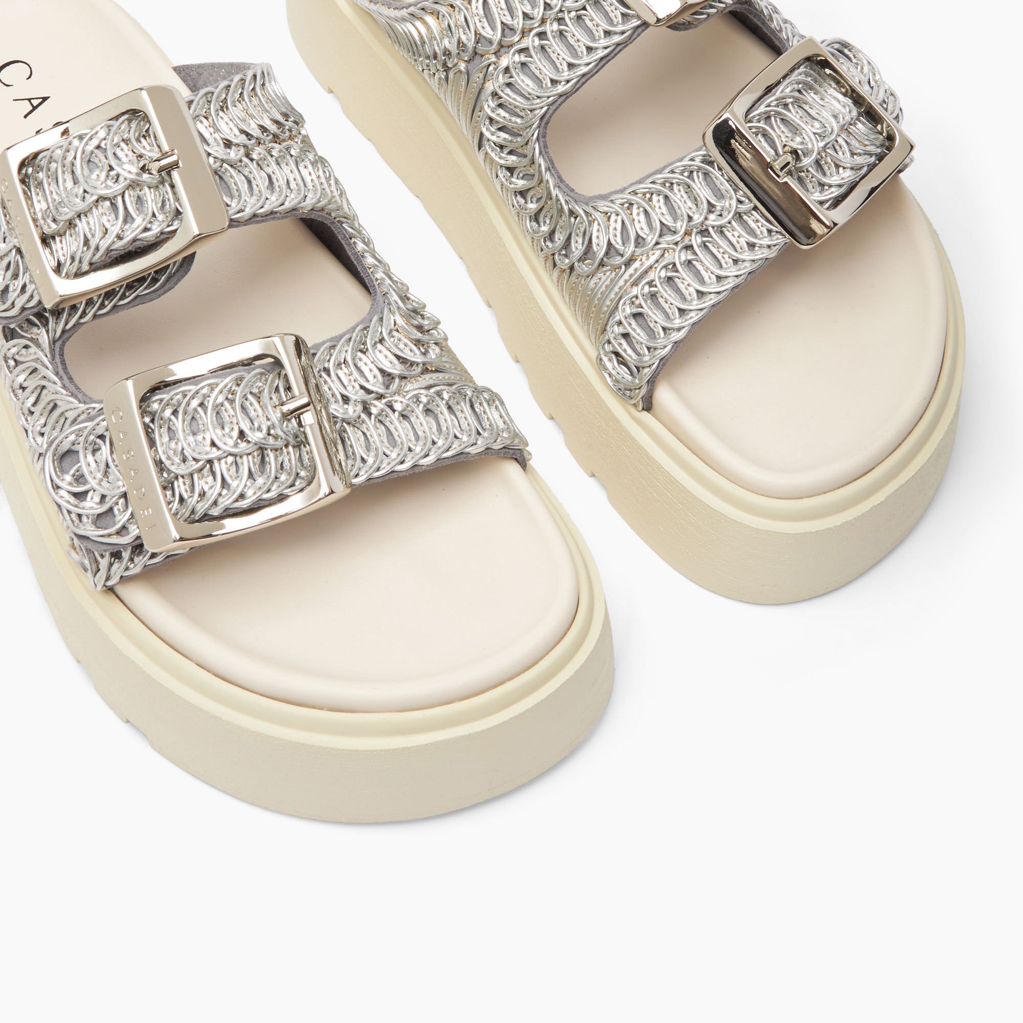 Casadei Birky Ale Slides Argento e Milk 2M392X0401C2447