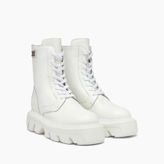 Casadei Generation C Leather Biker Boots White 2R446X0401C2360