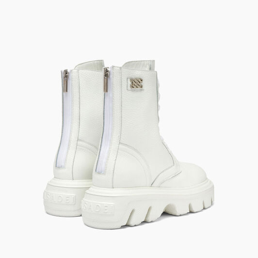 Casadei Generation C Leather Biker Boots White 2R446X0401C2360