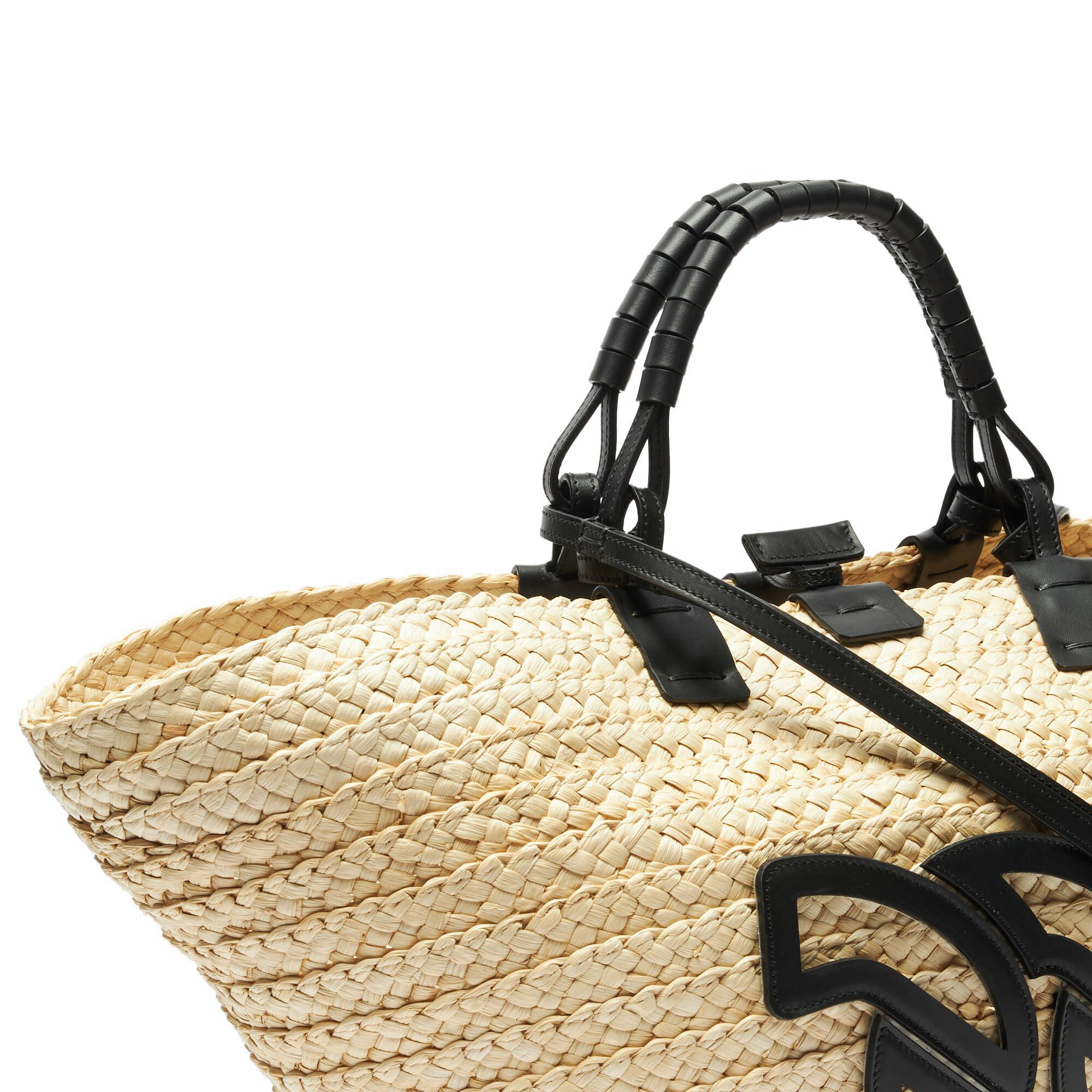 Casadei Panarea Raffia Basket Bag natur and black 3W432X0000PANAR