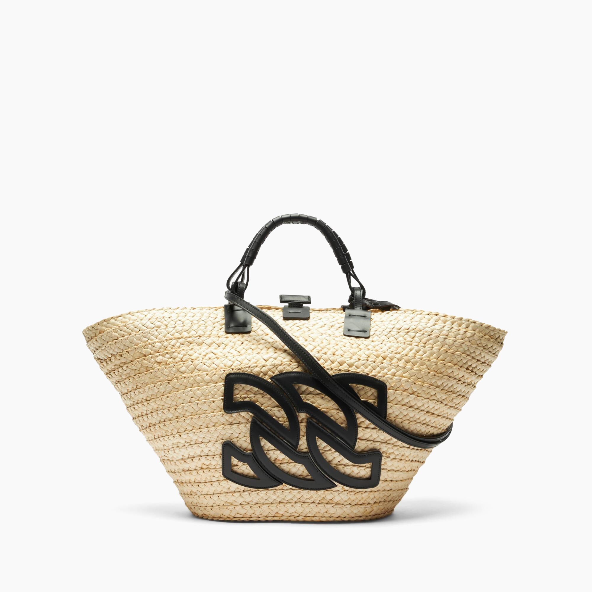 Casadei Panarea Raffia Basket Bag natur and black 3W432X0000PANAR