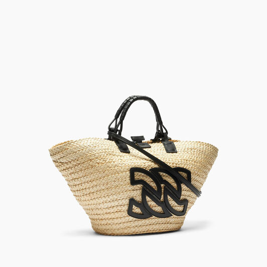 Casadei Panarea Raffia Basket Bag natur and black 3W432X0000PANAR