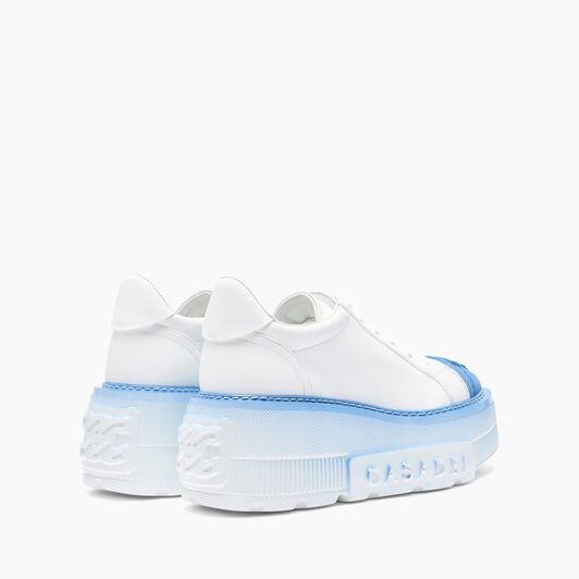 Casadei Nexus Toe Cap Sneakers White and Bohemian Blue 2X944V0701C2285